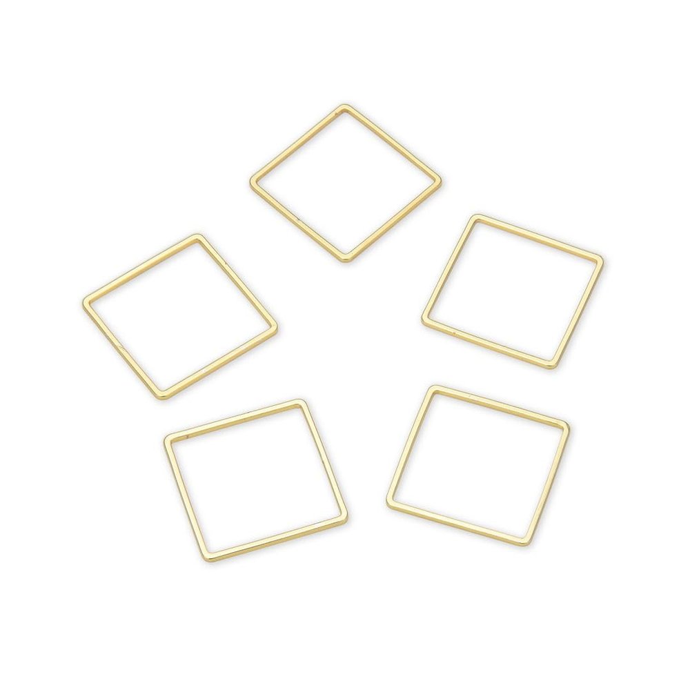 100pcs Adabele Tarnish Resistant 18K Yellow Gold Plated Square Rectangle Beading Hoop Link 20mm Open Back Bezel Frame Earring Findings for DIY Craft Jewelry Making BF73-3