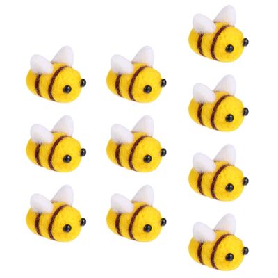 ULTNICE 10pcs Wool Felt Bee Craft DIY Decoration Accessories for Costumes Clothing Hats Adorable Handmade Bees for Rooms