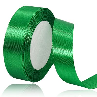 Green Satin Ribbon 1 Inch x 25 Yards, Solid Color Fabric Ribbon for Gift Wrapping, DIY Crafts, Hair Bows Making, Wreath, Wedding Party Decoration and Sewing Projects