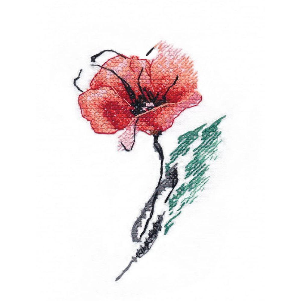MARUSSIA Oven Counted Cross Stitch Kit Poppy 7 x 11 cm