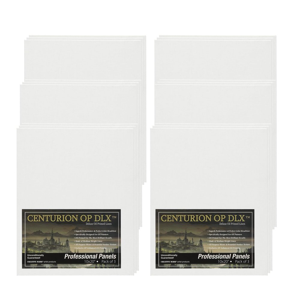 Centurion Deluxe Oil Primed Linen Panel 10"x20" - 18 Panels - Art Supplies for Oil & Alkyd Paintings, Professional Canvas Replacement, Acid-Free Medium Texture, Rigid MDF Painting Boards