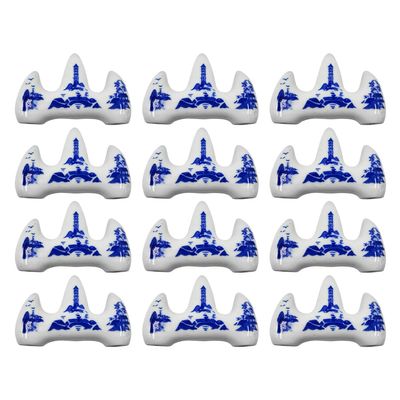 Wakauto 12pcs Ceramic Calligraphy Brush Holder and Porcelain Brush Rest for Chinese Calligraphy -skid Design for Artists and Enthusiasts