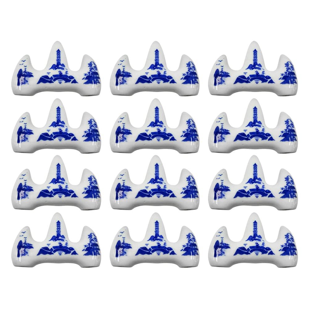 Wakauto 12pcs Ceramic Calligraphy Brush Holder and Porcelain Brush Rest for Chinese Calligraphy -skid Design for Artists and Enthusiasts