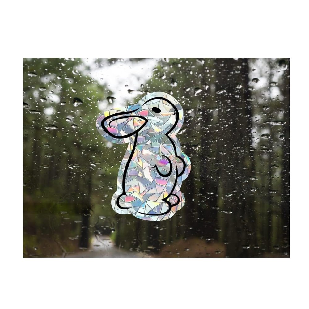 Bunny suncatcher for windows, rabbit rainbow maker decal, rainbow maker sticker, rainbow window cling, rainbow window prism suncatcher