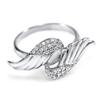 Creative Feather Angel Wings Sterling Silver Plated Cubic Zirconia Thumb Rings CZ Diamond Eternity Engagement Wedding Band Ring for Women Mother's Day Gifts HM420 (7) view 1