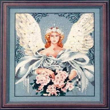 Complete Cross Stitch Materials with Linen "Millennium Angel MD27" by Mirabilia