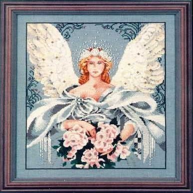 Complete Cross Stitch Materials with Linen "Millennium Angel MD27" by Mirabilia