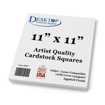 Premium White Cardstock Squares - Ultra Thick Artist Drawing Quality Eggshell Finish - For Spin Art Refill, Sketching, Charcoal, Watercolor, & Painting (11" x 11", 100 Pack)