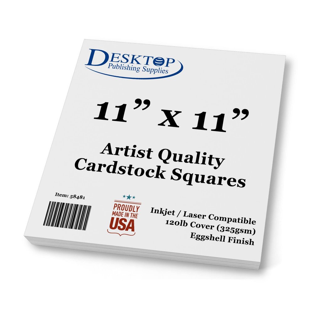 Premium White Cardstock Squares - Ultra Thick Artist Drawing Quality Eggshell Finish - For Spin Art Refill, Sketching, Charcoal, Watercolor, & Painting (11" x 11", 100 Pack)