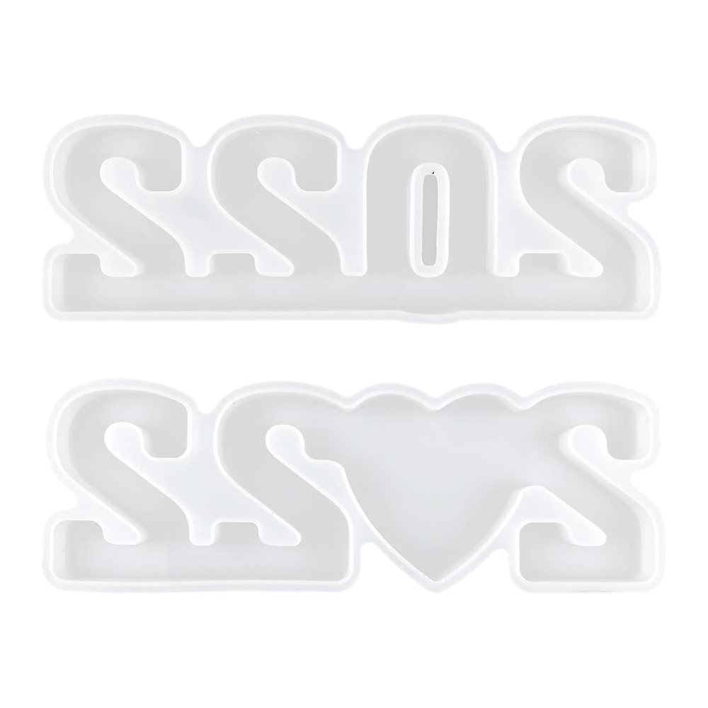 EXCEART 2 Pcs 2022 Silicone Mold Word 2022 Sign Silicone Molds Candle Resin 2022 Resin Letter molds for Ornament Silicone Word Silica Gel Craft Supplies Crystal Epoxy