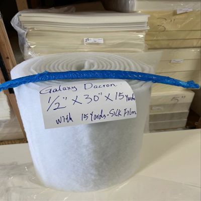Galaxy Supply Inc. Bonded Dacron Upholstery Grade Polyester Batting, 1/2" x30"x 15 Yards. Free with 15 Yards Silk Film Open 54" Wide. Note: 1/2" Thickness Before The Vacuum Handing.