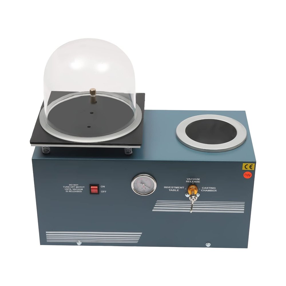 TFCFL Jewelry Lost Wax Cast Vacuum Investment Casting Machine, 2L Tabletop Vacuum Machine 4.24CFM 375w for Jewelry Casting and Investing