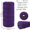 LEREATI 3mm Macrame Cord, 109 Yards Natural Cotton Cord, Macrame Macrame Rope Yarn for DIY Crafts, Wall Hangers, Plant Holders, Knitting, Wedding Decor (Deep Purple) view 2