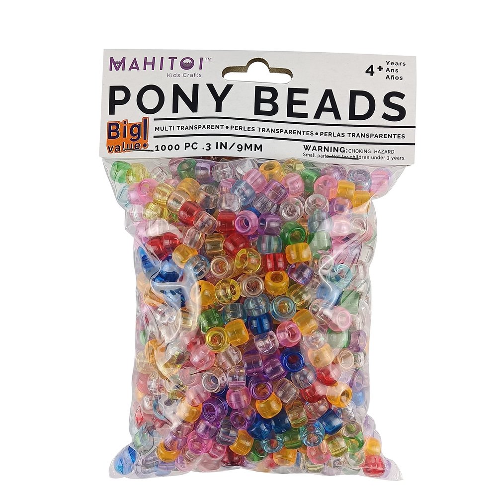 1000 Transparent Multicolor Beads 9mm x 6mm American Craft Beads for Jewelry Making, Bracelets, and Art Projects
