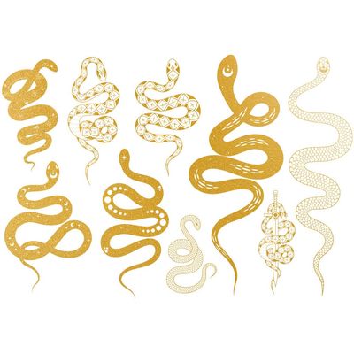 Ceramic Decal, Gold Overglaze Decal, Magic Snake (Yellow Gold)