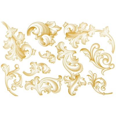 Ceramic Decal, Gold Overglaze Decal, Victorian Flourish (Yellow Gold)
