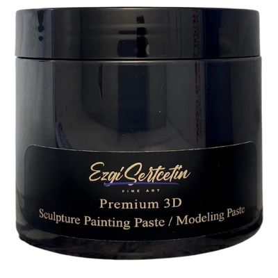 Ezgi Sertcetin 3D Sculpture Painting Paste|Texture Paste|Decorative Plaster|Ready to Use|Unique Colors|Ideal for Artwork|Stencil|Flowers|Texture|Art Relief| 6 oz (Metallic Black)