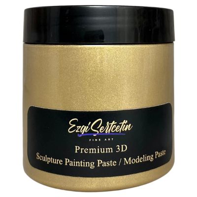 Ezgi Sertcetin 3D Sculpture Painting Paste|Texture Paste|Decorative Plaster|Ready to Use|Unique Colors|Ideal for Artwork|Stencil|Flowers|Texture|Art Relief|New Formula| 6 oz (Metallic Gold)