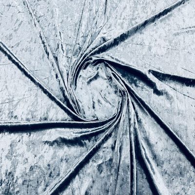 New Creations Fabric & Foam Inc, 58/60" Wide Solid Crushed Velour Stretch Velvet Fabric (5 Yards, Steel Blue)