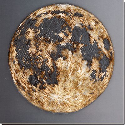 Bead Embroidery Kit Night Full Moon Beaded Stitching Heedlepoint Handcraft DIY