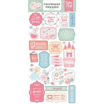ECHO PARK PAPER COMPANY Little Princess Chipboard 6"X13"-Phrases, White