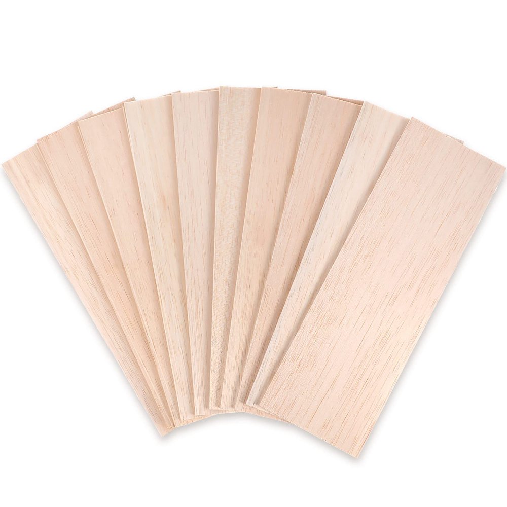 Namalu 10 Pack Balsa Wood Sheets 12 x 4 x 0.12 Inches-3 mm Thick Unfinished Wooden Board Wood Sheets for Crafts House Aircraft Ship Boat Arts Projects DIY Wooden Model Making