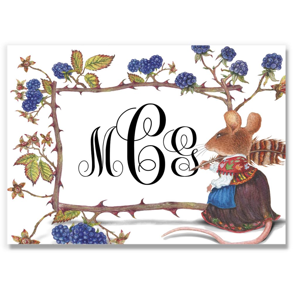 Nibbleton Animal Theme Woodland Creatures Monogram Stationary Set FOLDED CARDS, Cute Personalized Set