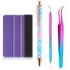 4 Pcs Pin Pen Weeding Tool, Craft Vinyl Weeding Tool Kit, Includes Air Release Pen, Vinyl Squeegee Vinyl Tweezers Weeders Adhesive Film HTV Vinyl for Lettering, Cutting, Splicing (Blue Purple) view 1