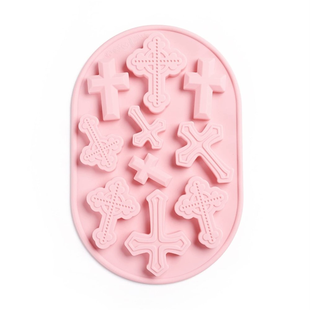 Boutigem 2pcs Crucifix Cross Soap Mold 10 Cavities Easter Cross Fondant Silicone Mold for Handmade Soap Cake Decoration UV Resin Crafts Jewelry Making Party Favors