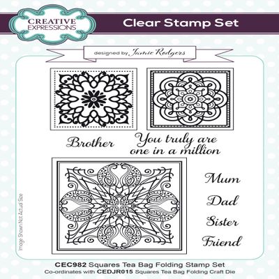 CREATIVE EXPRESSIONS CLEAR STAMP SET, Square Teabag