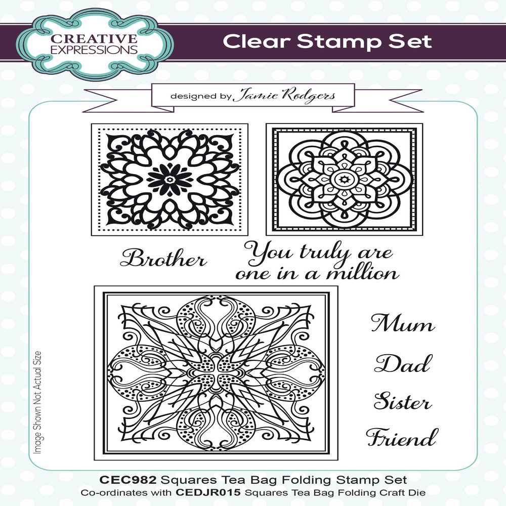 CREATIVE EXPRESSIONS CLEAR STAMP SET, Square Teabag