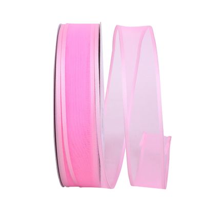 Ribbon - Charlize Sheer Satin Wired Edge Ribbon, Light Pink, 1-1/2 Inch, 50 Yards