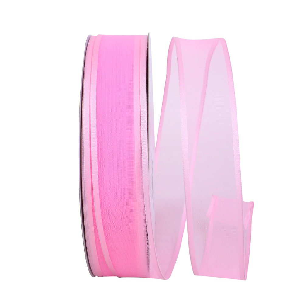 Ribbon - Charlize Sheer Satin Wired Edge Ribbon, Light Pink, 1-1/2 Inch, 50 Yards