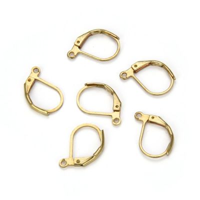 Adabele 50pcs Raw Brass Strong Leverback Earring Hooks Ear Wire Connector Unplated/Uncoated for DIY Craft Earrings Jewelry Making CX193