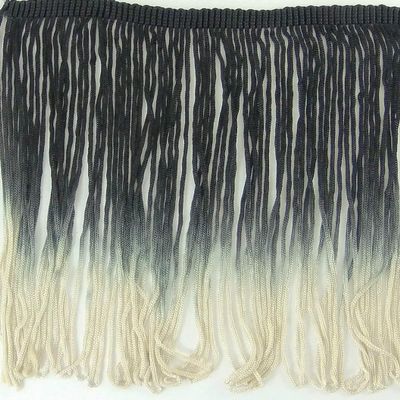 SEW TRENDS 2 Yards of 12" Ombre Tie Dye Multicolor Chainette Fringe Tonal Loop Tassel Fringe- Black Light Beige Taupe Shades
