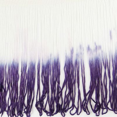 SEW TRENDS 2 Yards of 12" Ombre Tie Dye Multicolor Chainette Fringe Thread Tonal Loop Tassel Fringe- White & Purple Shades