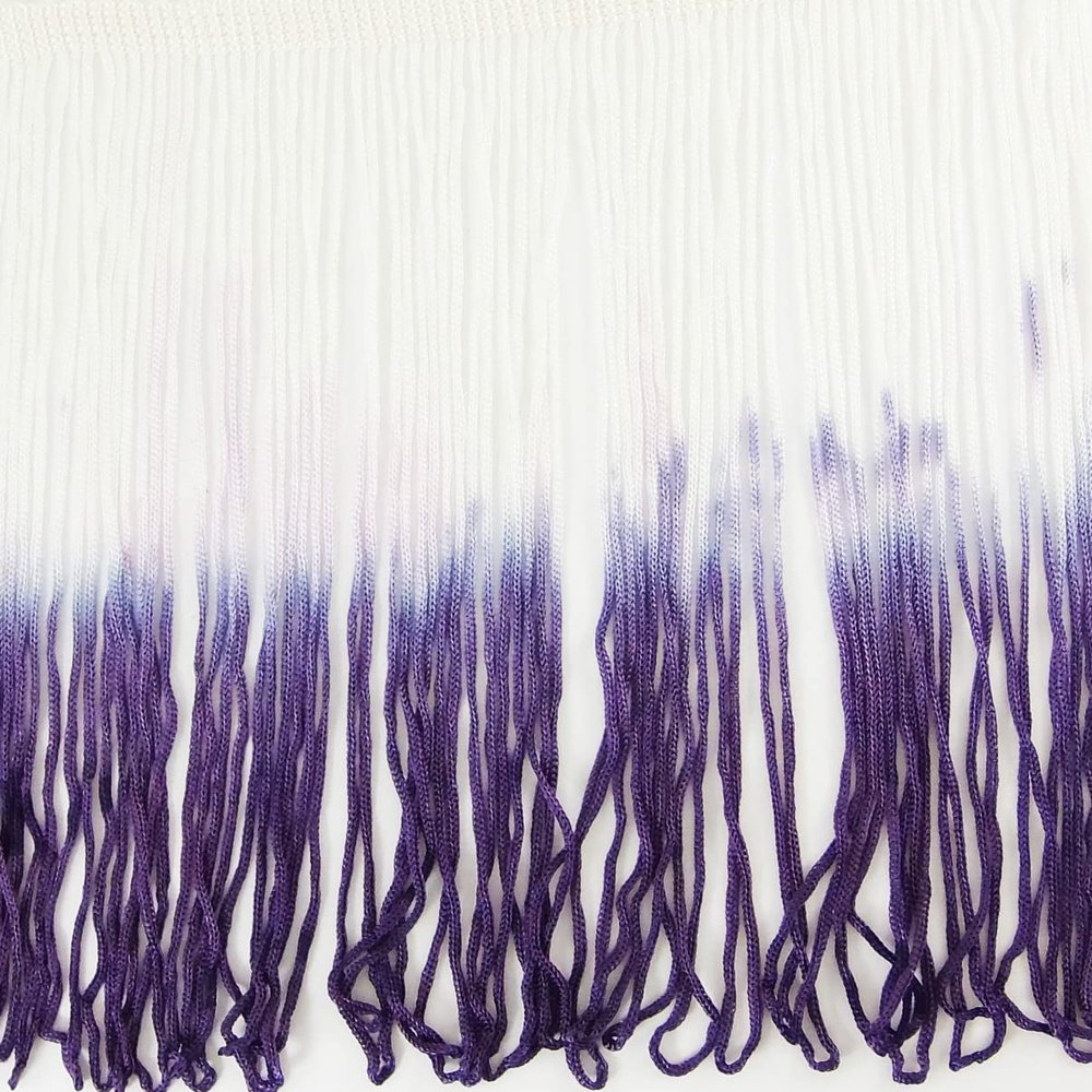SEW TRENDS 2 Yards of 12" Ombre Tie Dye Multicolor Chainette Fringe Thread Tonal Loop Tassel Fringe- White & Purple Shades