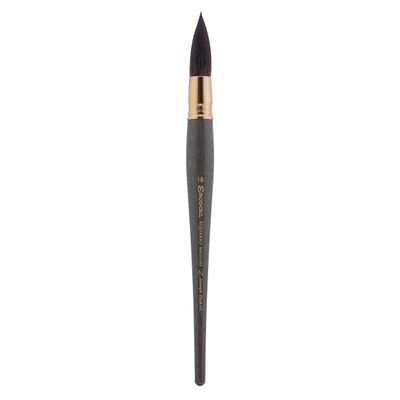 Escoda Aquario Gold Series 1140 Joseph Zbukvic Artist Watercolor and Acrylic Paint Brush, Short Handle, Round Mop, Petit Gris Natural Squirrel Hair (Size 18)