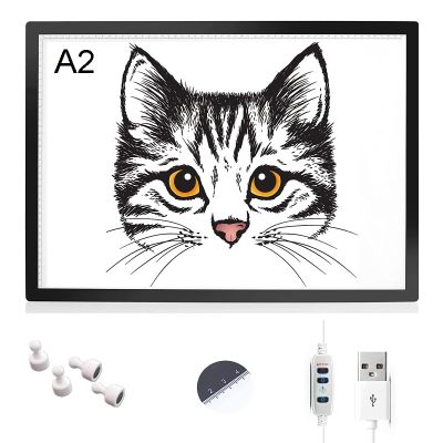 A0/A1/A2/A3/A4 Tracing Light Box, Portable Ultra-Thin Stepless Dimmable Brightness LED Light Pad, Wireless Rechargeable Led Light Board for Diamond Painting Sketching Drawing,A2