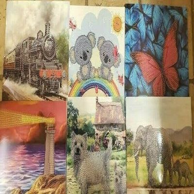 Craftbuddy US CCK-2021MAR Set: Set of 6 Crystal Art Card Kits, Assorted Cards, DIY