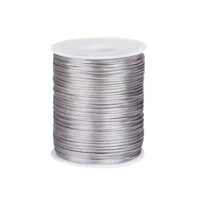 Xiezyu 2.0 mm Nylon Satin Cord Thread Beading String for Macrame, Friendship Bracelets,Chinese Knotting,Necklaces,Jewelry Making 109 Yards (Silver Gray)