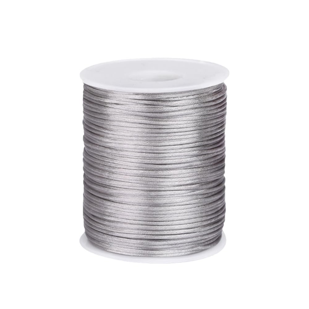 Xiezyu 2.0 mm Nylon Satin Cord Thread Beading String for Macrame, Friendship Bracelets,Chinese Knotting,Necklaces,Jewelry Making 109 Yards (Silver Gray)