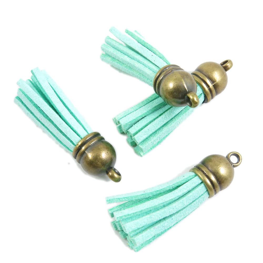 Price per 50 Pieces Antique Bronze Plated Jewelry Making Charms Findings Crafting Suppliers 892359 Light Blue Tassels