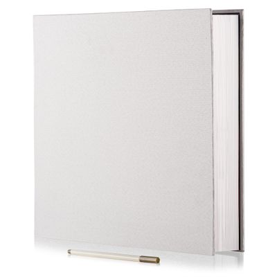HoneyTolly Large Photo Album Self Adhesive for 4x6 5x7 8x10 Pictures Magnetic Scrapbook Album 20 Sheets / 40 Pages Linen Cover DIY Photo Album with A Metallic Pen and and Plastic Board(White)