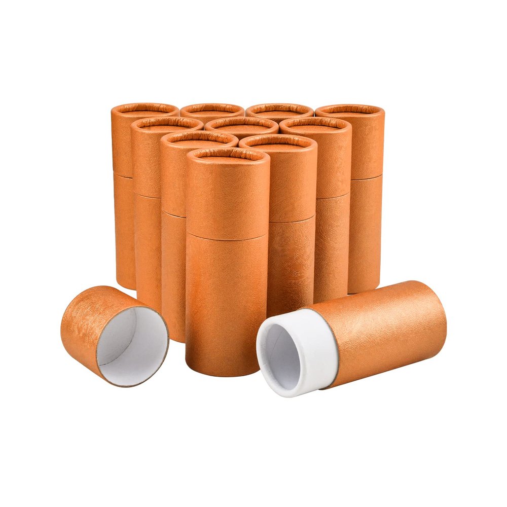 WANDIC Gold Kraft Paperboard Tubes, 10Pcs Round Kraft Paper Containers for Tea Coffee Crafts Gift Packaging, Non-Push (20ml)