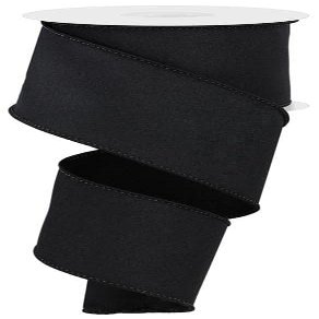 Solid Diagonal Weave Wired Edge Ribbon, 10 Yards (2.5 Inch, Black)