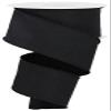 Solid Diagonal Weave Wired Edge Ribbon, 10 Yards (2.5 Inch, Black) view 1