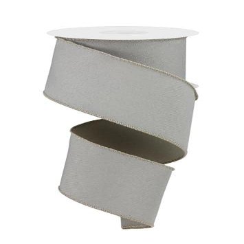 Solid Diagonal Weave Wired Edge Ribbon, 10 Yards (2.5 Inch, Taupe)