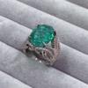 Vintage 925 Sterling Silver Full Diamond Ring Oval Cut Large Carat Green Gem Promise Rings CZ Diamond Multi Row Eternity Engagement Wedding Band Ring for Women HM428 (6) view 3