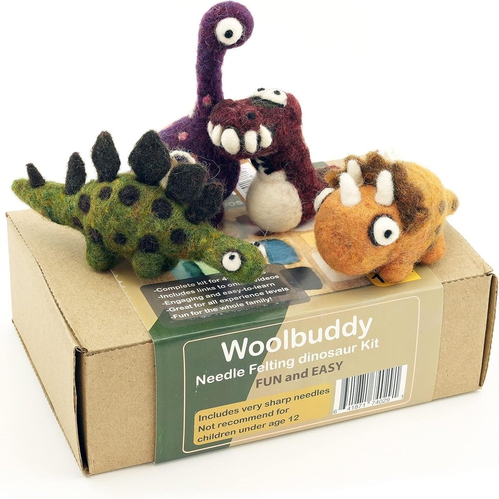 Woolbuddy Needle Felting Kit Dinosaur DIY Craft Kit for Beginners & Adults Includes Felting Wool, Felting Needles, Felting Pad & Step-by-Step Instructions